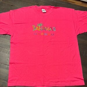 Bahamas Nassau Palm Tree Pink T-Shirt Short Sleeve Gildan Unisex XL